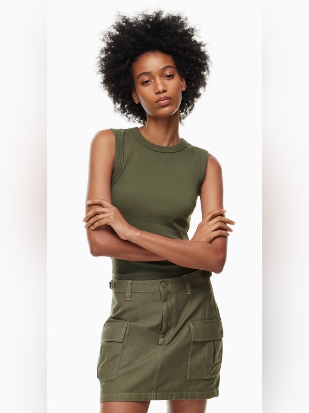 Aritzia TNA Supply Micro Cargo Skirt Olive Green Mini NWOT